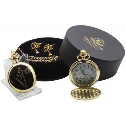 Legal Scales Gold Plated Pocket Watch And Cufflinks Legal Scales Gold Plated Pocket Watch And Cufflinks